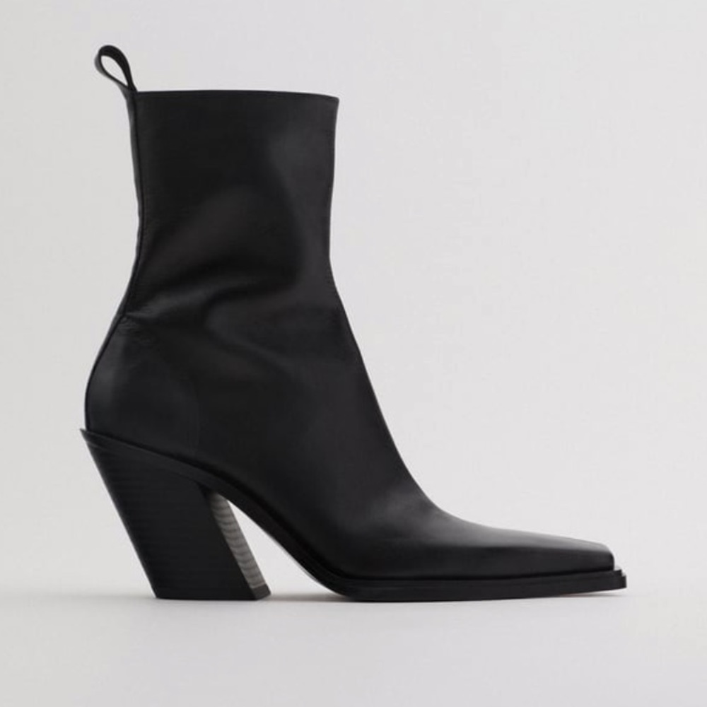 Leather Heeled Square Toe Cowboy Boots